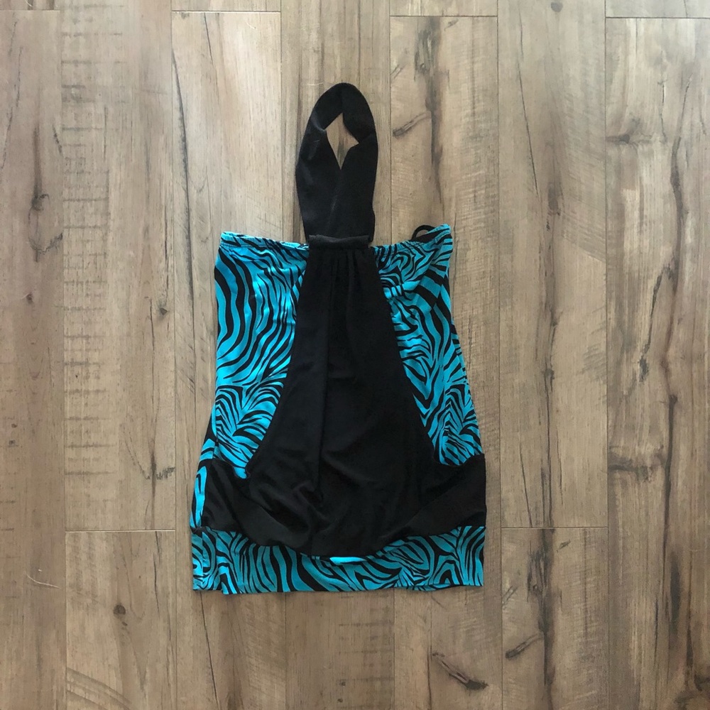 Blue and Black Halter Top